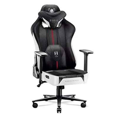 Afbeelding van Diablo X Player 2.0 Gamestoel Gaming Stoel Bureaustoel Stof 3D Armleuningen Ergonomisch Ontwerp Lumbaal/Nekkussen Imitatieleer (Wit Zwart, King (XL))