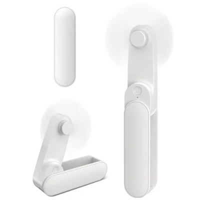 Afbeelding van Draagbare handventilator, stille mini ventilator, 90 g, licht en 360 graden opvouwbaar, USB, oplaadbaar, max. 14 uur, kleine zakventilator voor kantoor, reizen, auto, make up, camping