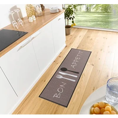Afbeelding van Hanse Home Tapijt Loper 50 cm x 150 Cook &amp; Clean Bon Appetit Cutlery Bruin