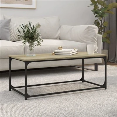 Afbeelding van Salontafel 102x50x40 cm bewerkt hout en ijzer sonoma eikenkleur