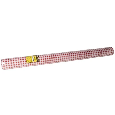 Afbeelding van Pro tafelkleed: damastpapieren wegwerptafelkleed op een rol van 50 m lang en 1,20 breed, rood geruite kleur. Damastpapier met chic klassiek universeel patroon, ref R485070I