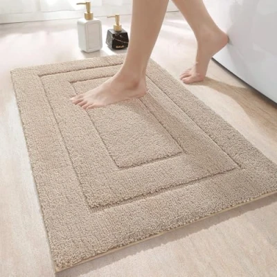 Afbeelding van DEXI Anti slip badmat, zachte microvezel badkamermat, waterabsorberend, machine wasbaar, extra dikke badkamer en douchemat, 50 x 80 cm, beige