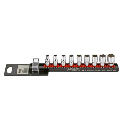 Afbeelding van SONIC 100901 Doppenset 9 Twaalfkant Chroom vanadium staal, Aluminium 1/4 Vierkant