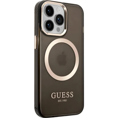 Afbeelding van GUESS TPU Back Cover Magsafe Telefoonhoesje voor Apple iPhone 14 Pro Beschermende Kleur: Zwart, Bescherm je Telefoon!