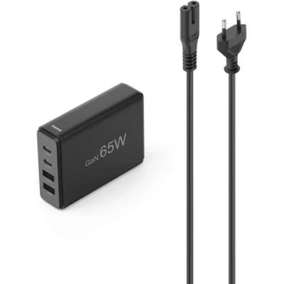Afbeelding van Hama Laadstation 4 poorten, GaN, snellader, 2xUSB C, A, PD, 65 W, SW (65 W), USB lader, Zwart