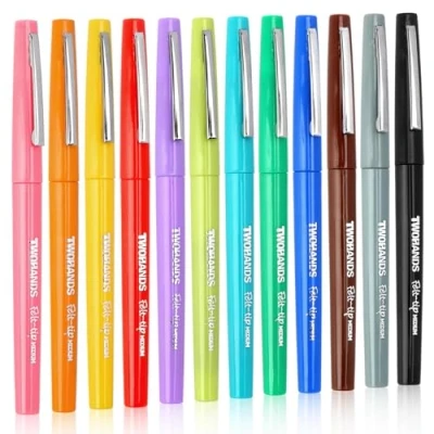 Afbeelding van TWOHANDS 22004 12 viltstiften, middelste punt (0,7 mm), verschillende kleuren, viltstiften voor schilderen, schetsen, kleurcodering, journaling, notities,