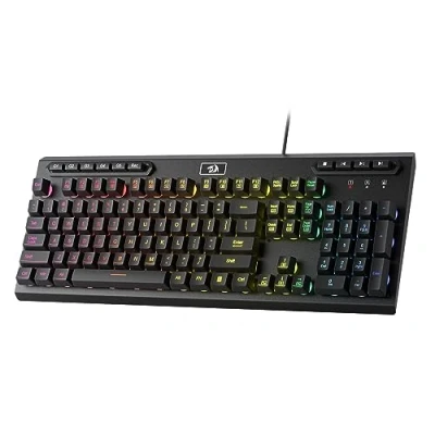 Afbeelding van Redragon Gaming toetsenbord met RGB membraan K513, standaard 104 lineaire toetsen mechanische aanraking 5 extra macro G toetsen, speciale multimedia bediening, bovenste