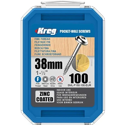 Afbeelding van Kreg 100 verzinkte schroeven 7 x 38 mm fijne schroefdraad Maxi Loc vierkant