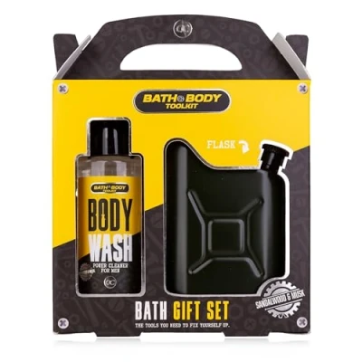 Afbeelding van in geschenkverpakking, inclusief 100 ml body wash, heupfles van roestvrij staal (115 ml) busvorm