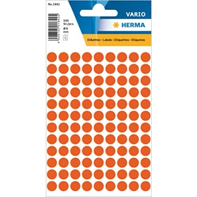 Afbeelding van Herma 1842 Etiket Rond 8mm Rood Pakje met 5 velletjes stickers