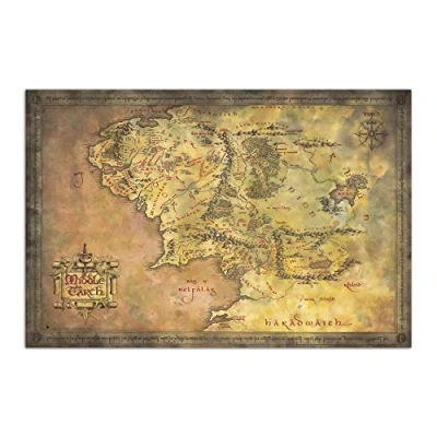 Afbeelding van Poster Lord of the Rings Map Middle Earth 91,5x61cm
