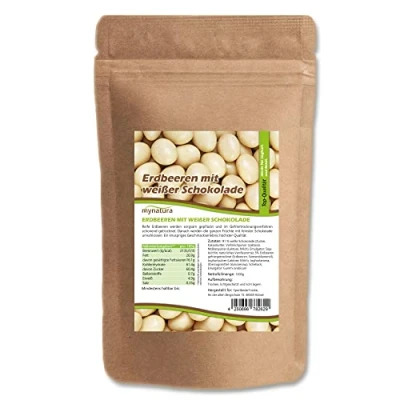 Afbeelding van Mynatura Aardbeien in de vriezer gedroogd witte chocolade, aardbeien, chocolade omwikkeld, snack, mignon, zak (1 x 1000 g)