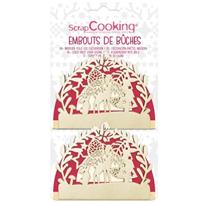 Afbeelding van ScrapCooking 4940 Set van 2 houten decoratieve houtbits &quot;Betoverd Bos&quot; accessoires voor kerstdessertdecoratie dieren taarten, gebak