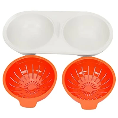 Afbeelding van Lvjkes Magnetron Eierzak Dubbele Laag Non Stick Grote Capaciteit Keuken Eieren Koken Ei Oranje