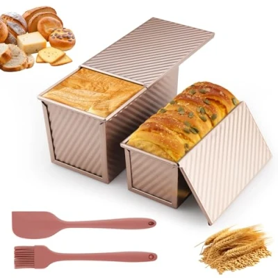 Afbeelding van Zosenyer Broodbakvorm met deksel, tweedelige broodbakvorm, toast broodvorm antiaanbaklaag voor het maken van brownies geroosterde cake brood