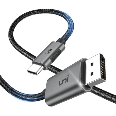 Afbeelding van uni USB C DisplayPort kabel, 1,8 m (4K @60Hz, 2K @144Hz), Thunderbolt 3 naar DisplayPort, compatibel met MacBook Pro, Air, iPad Dell XPS 15, Surface Book 2 en meer