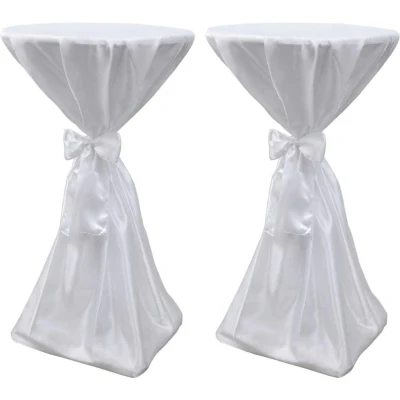 Afbeelding van Statafelhoes met strik 70cm Wit (2 stuks)