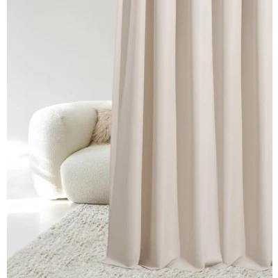 Image de ROOM99 Aura Rideau avec galon fronceur 180 x 260 cm (l H) coulissant Décoration moderne Pour salon, chambre à coucher Beige clair