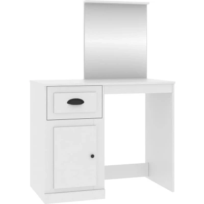 Afbeelding van Make up tafel met Led 90X50X132,5 Cm Bewerkt Hout Sonoma Eikenkleur Wit / spiegel