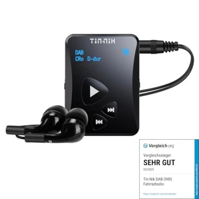 Afbeelding van Tin Nik DAB 398S DAB/DAB+/FM, draagbare radio Pocket Digital RDS met oplaadbare batterij, hoofdtelefoon, OLED display voor sport, hardlopen, wandelen, joggen, fietsen