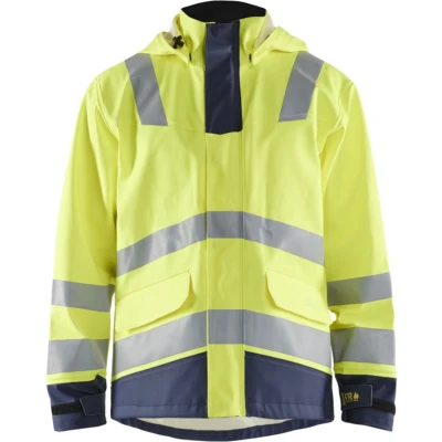 Afbeelding van Blaklader Vlamvertragende regenjas LEVEL 2 4313 2022 High Vis Geel/Marineblauw XXXL