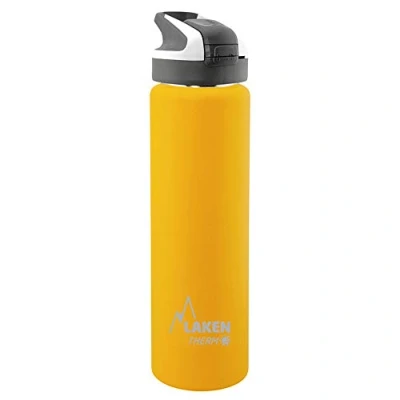 Afbeelding van Laken herbruikbare thermische fles top van roestvrij staal met automatische dop en veiligheidssluiting, 750 ml, geel