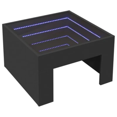 Image de vidaXL Table basse avec LED infini noir 50x50x30 cm847603