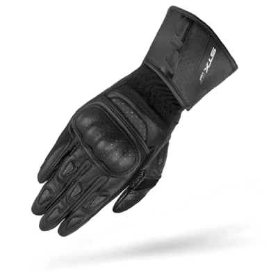 Afbeelding van SHIMA STX Motorhandschoenen voor dames, leer, lange motorhandschoenen, zomer, pantserhandschoenen, geperforeerd, geventileerd, versterkt, touchscreen, hardloophandschoenen (dames, zwart, M)