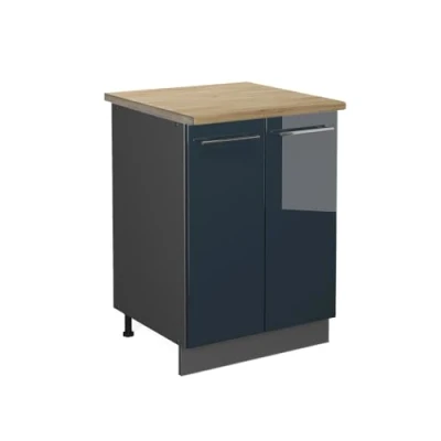 Afbeelding van Vicco Keukenonderkast Fame Line, Donkerblauw hoogglans/Antraciet, 60 cm , WB Eik