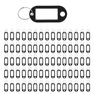 Afbeelding van 100 stuks sleutelhangers met beschrijfbare ring, zwart