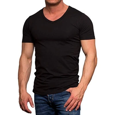 Afbeelding van JACK &amp; JONES Heren T shirt 12059219 Basic V hals Tee, Gr. 54 (XL), Zwart (Black)