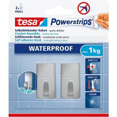 Afbeelding van TESA Powerstrips Waterproof Haken S Metaal Rechthoekig 2stk