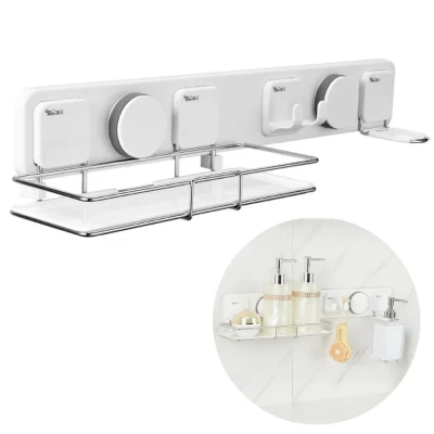 Afbeelding van Cheqo® Wandorganizer met Zuignappen Voor Badkamer en Keuken Handdoekhouder Zeephouder Doucherek
