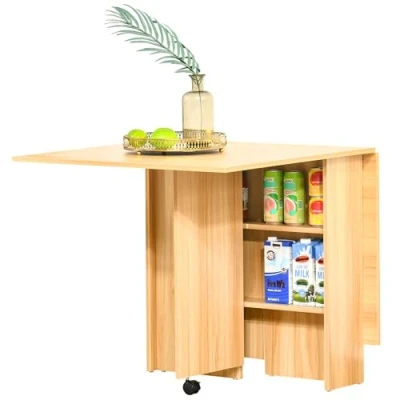 Afbeelding van Homcom keukentafel, eetkamer, opvouwbaar, afneembaar, zeer praktisch, spaanplaat Chene