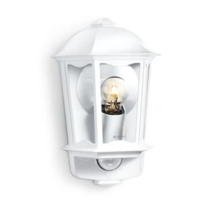 Afbeelding van STEINEL Klassieke buitenlamp met sensor L 190 S, max. 100 W, IR sensor, registratiehoek: 180, reikwijdte: 12 m, E27 fitting, IP44, wit
