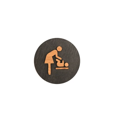 Afbeelding van Houten Pictogram Deurbordje / Toiletbordje Infobord 9cm Zelfklevend type Zwart Eiken (Verschonen)