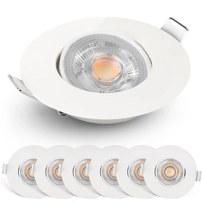Afbeelding van Spotjes Wit Dimbaar 6 stuks Ultralage Inbouwdiepte 480 Lumen 2700K Warm 4.9W 50 Kantelbaar Emos Exclusive Inbouwspots Led