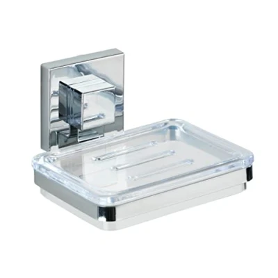 Afbeelding van WENKO Vacuum Loc® zeepbakje van roestvrij staal Quadro, staal, 12 x 6,5 cm, glanzend