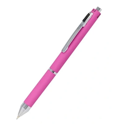 Afbeelding van Multipen 4 in 1, balpen en potlood, multifunctionele pen van metaal, 3 balpenvullingen blauw, zwart rood, 1 vulpotlood, met roze gum