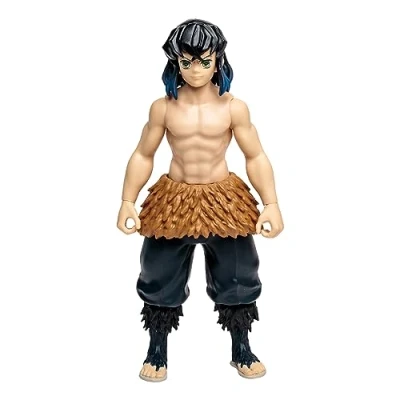 Afbeelding van McFarlane Toys Demon Slayer Inosuke Hashibira grappig verzamelfiguur in de grootte van een pint met gewricht, 2 zwaarden en seizoen 1