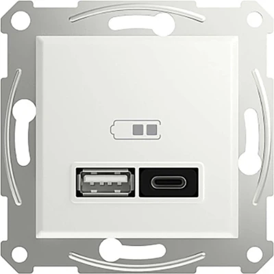 Afbeelding van Schneider Electric Wandcontactdoos met USB Asfora Wit (glanzend) EPH2770421D