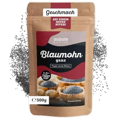 Image de Graine de Pavot bleu Monte Nativo (500g) Graines Épices aromatiques séchées avec soin, idéales pour Cuisiner et Assaisonner Arôme Goût intenses