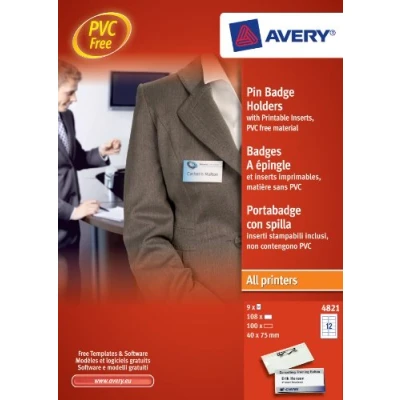 Afbeelding van Badge houder met veiligheidsspeld 40x75mm + kaart 100 stuks