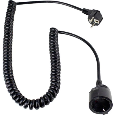 Afbeelding van AS Schwabe 70410 Stroom Verlengkabel 16 A Zwart 2.50 m H05VV F 3G 1,5 mm² Spiraalkabel