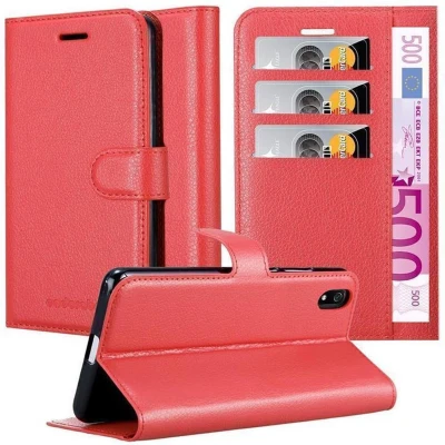 Afbeelding van Cadorabo Hoesje geschikt voor Xiaomi RedMi 7A in KARMIJN ROOD Beschermhoes met magnetische sluiting, standfunctie en kaartvakje Book Case Cover Etui