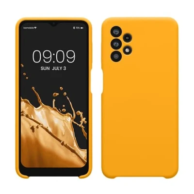 Afbeelding van kwmobile telefoonhoesje geschikt voor Samsung Galaxy A32 5G Hoesje met siliconen coating Smartphone case in honinggeel