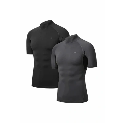 Afbeelding van Danish Endurance Compression Short Sleeve 2PACK Sport Tshirt, Heren, Maat: Large, Black grey