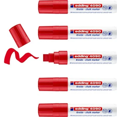 Afbeelding van edding 4090 kalk marker / window rood 5ST 4 15 mm 4090002