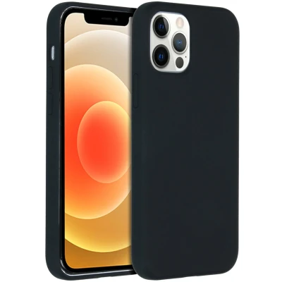 Afbeelding van Accezz Hoesje Geschikt voor iPhone 12 Pro Max Siliconen Liquid Silicone Backcover Zwart