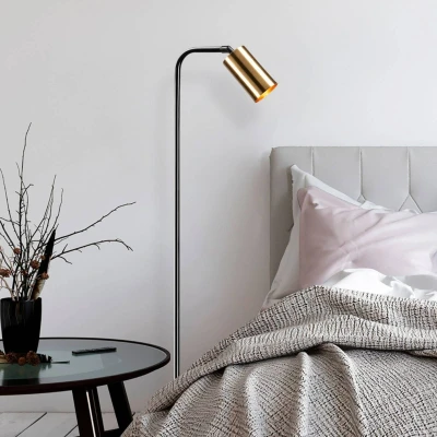 Afbeelding van Vloerlamp Emek 4081, zwart, kap antiek goud